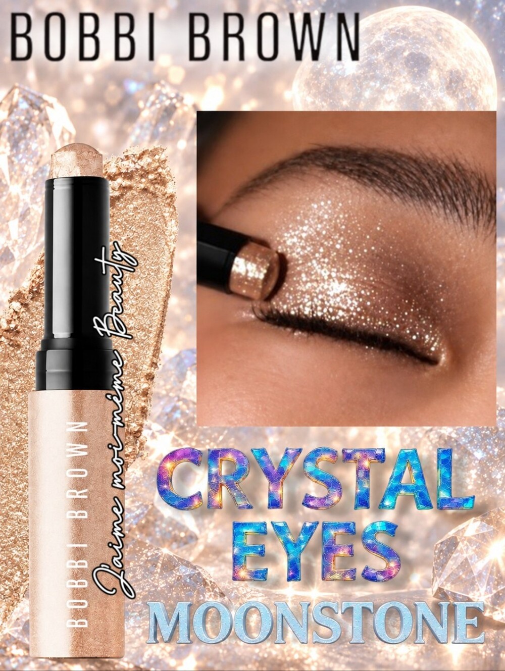 Bobbi Brown Crystal Eyes Moonstone Shimmer Stick - Champagne With Holo Glitter